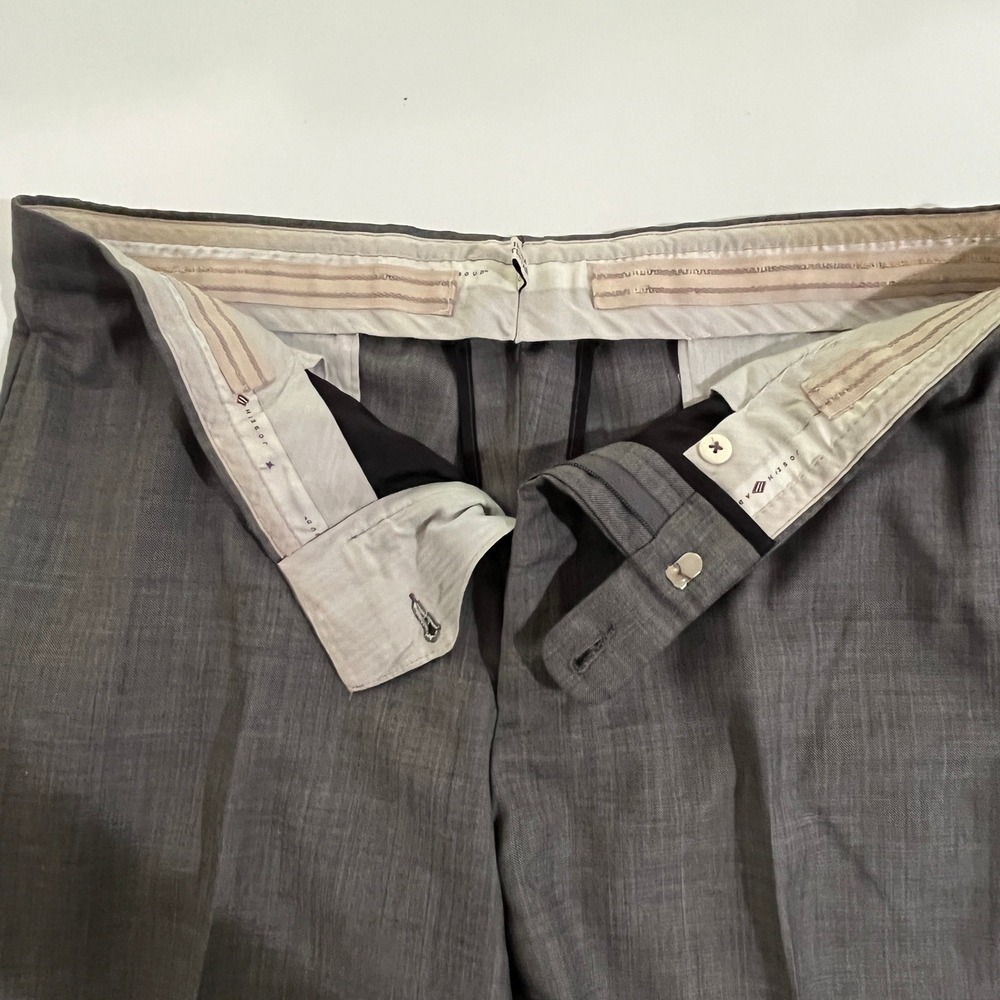 Joseph Abboud Tollegno 1900 Dress Pants Mens 36R Grey Flat Front Wool Italy Lux - Picture 13 of 15
